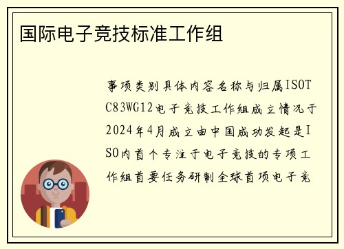 国际电子竞技标准工作组